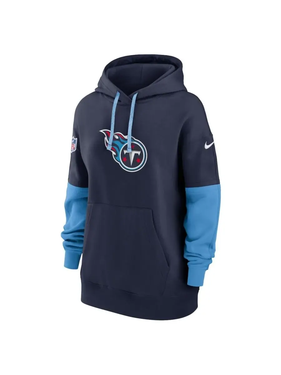 Nike Женская флисовая толстовка с капюшоном Tennessee Titans 2024 Sideline Essential темно-синего — изображение 2 из 3