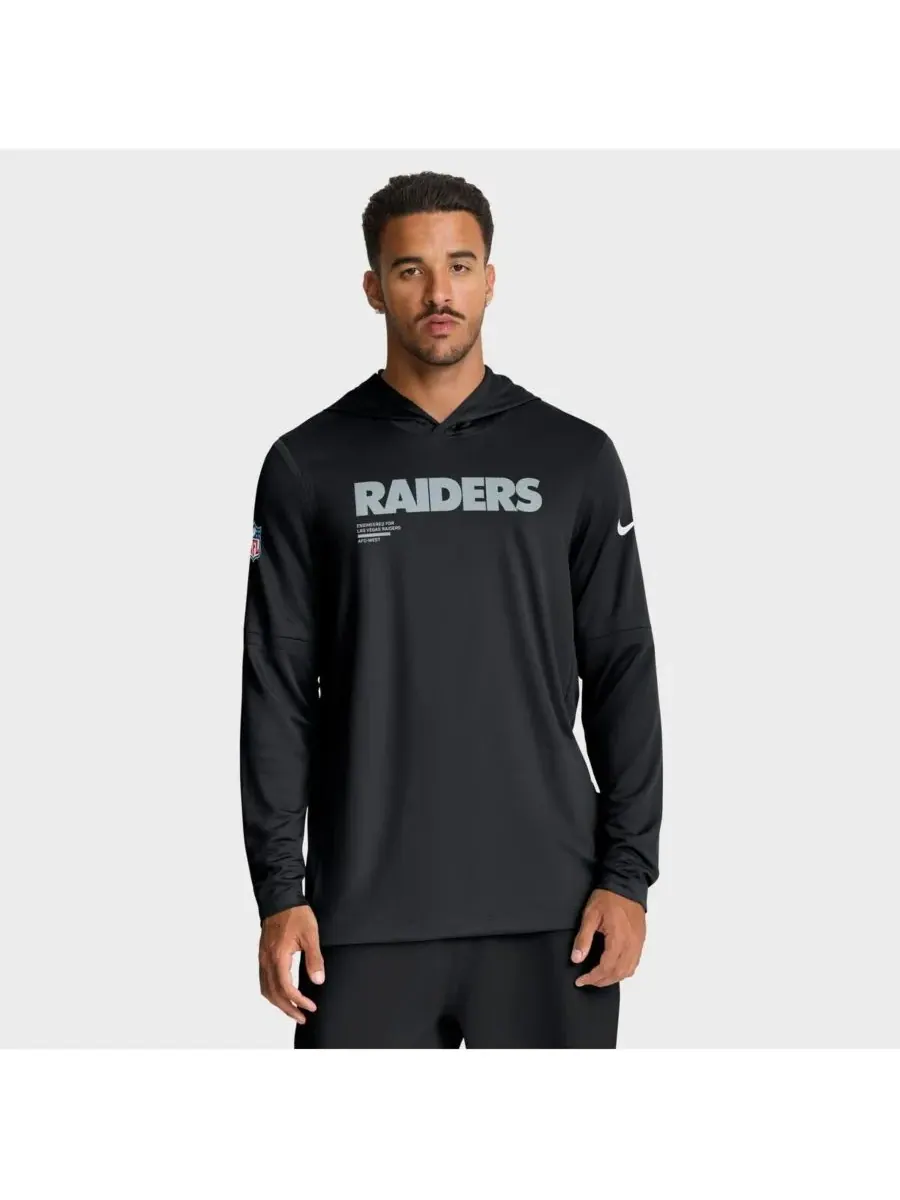 Nike Мужская черная толстовка с длинными рукавами Las Vegas Raiders Sideline Pure Fury Performance — изображение 1 из 5