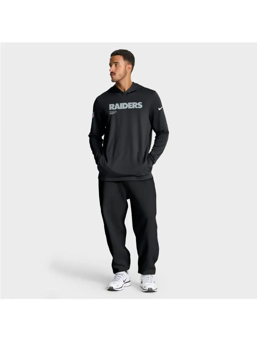 Nike Мужская черная толстовка с длинными рукавами Las Vegas Raiders Sideline Pure Fury Performance — изображение 3 из 5