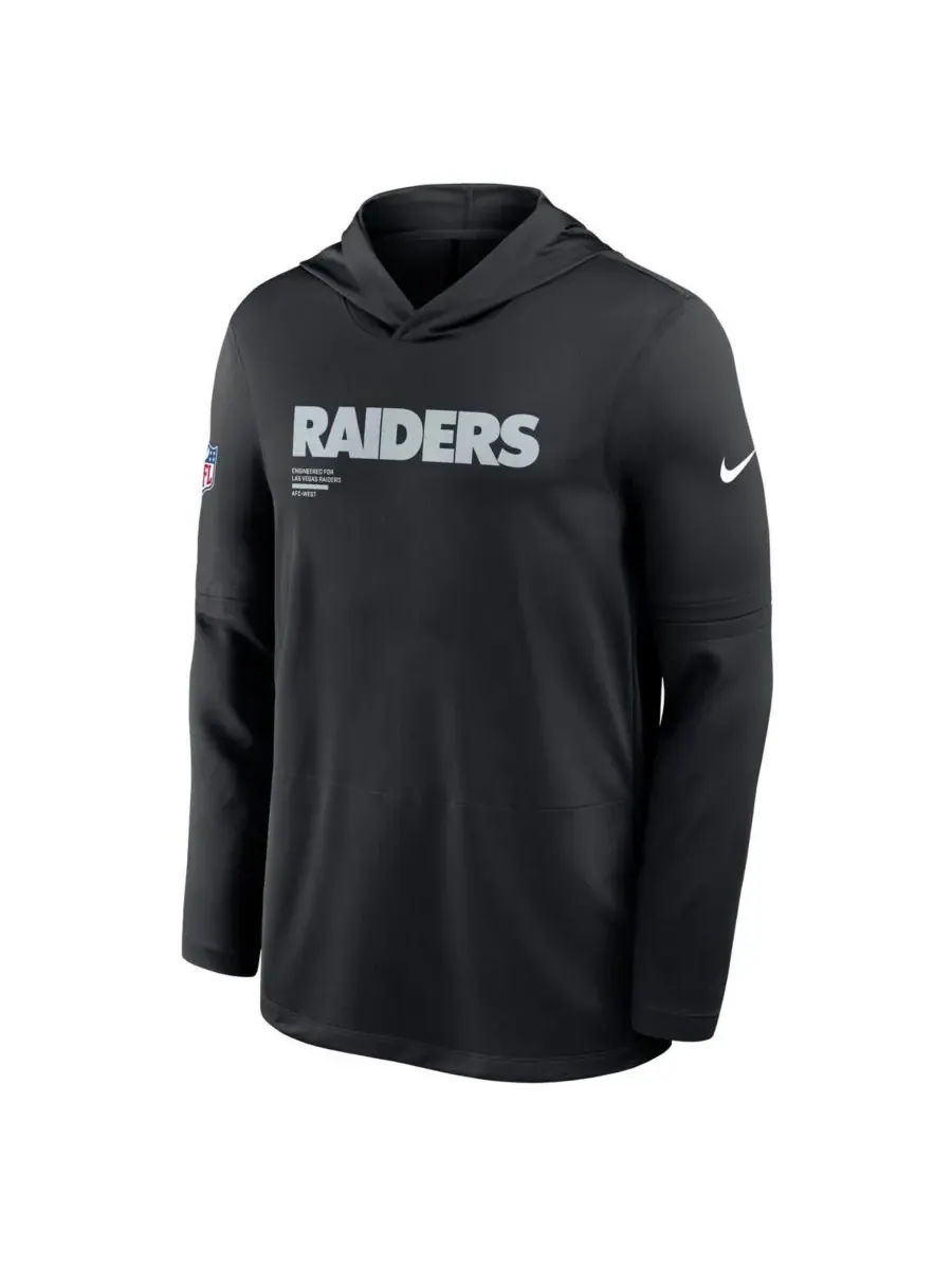 Nike Мужская черная толстовка с длинными рукавами Las Vegas Raiders Sideline Pure Fury Performance — изображение 4 из 5