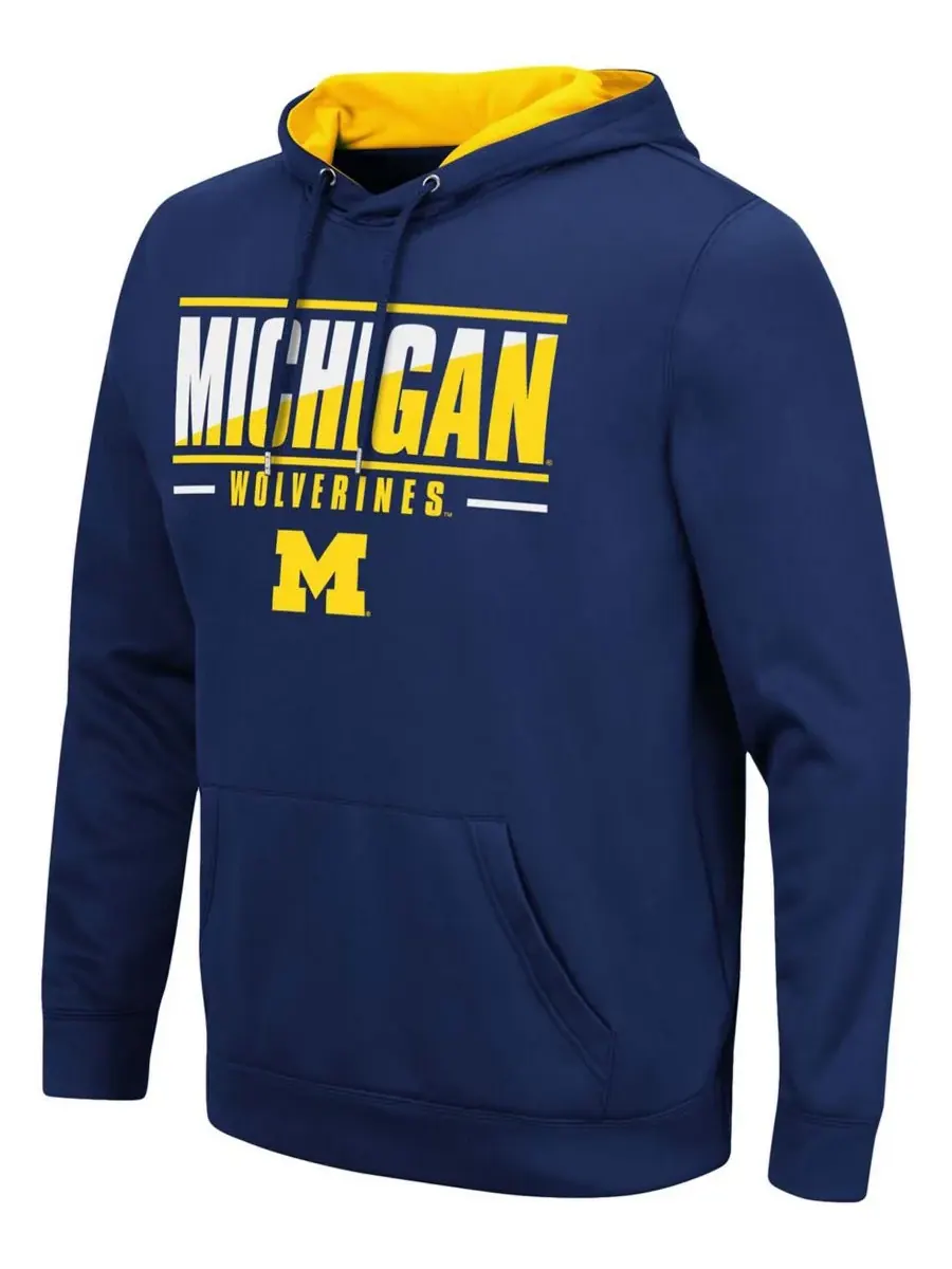 Colosseum Мужская толстовка с капюшоном Michigan Wolverines Slash Stack 2.0 темно-синего цвета — изображение 3 из 3