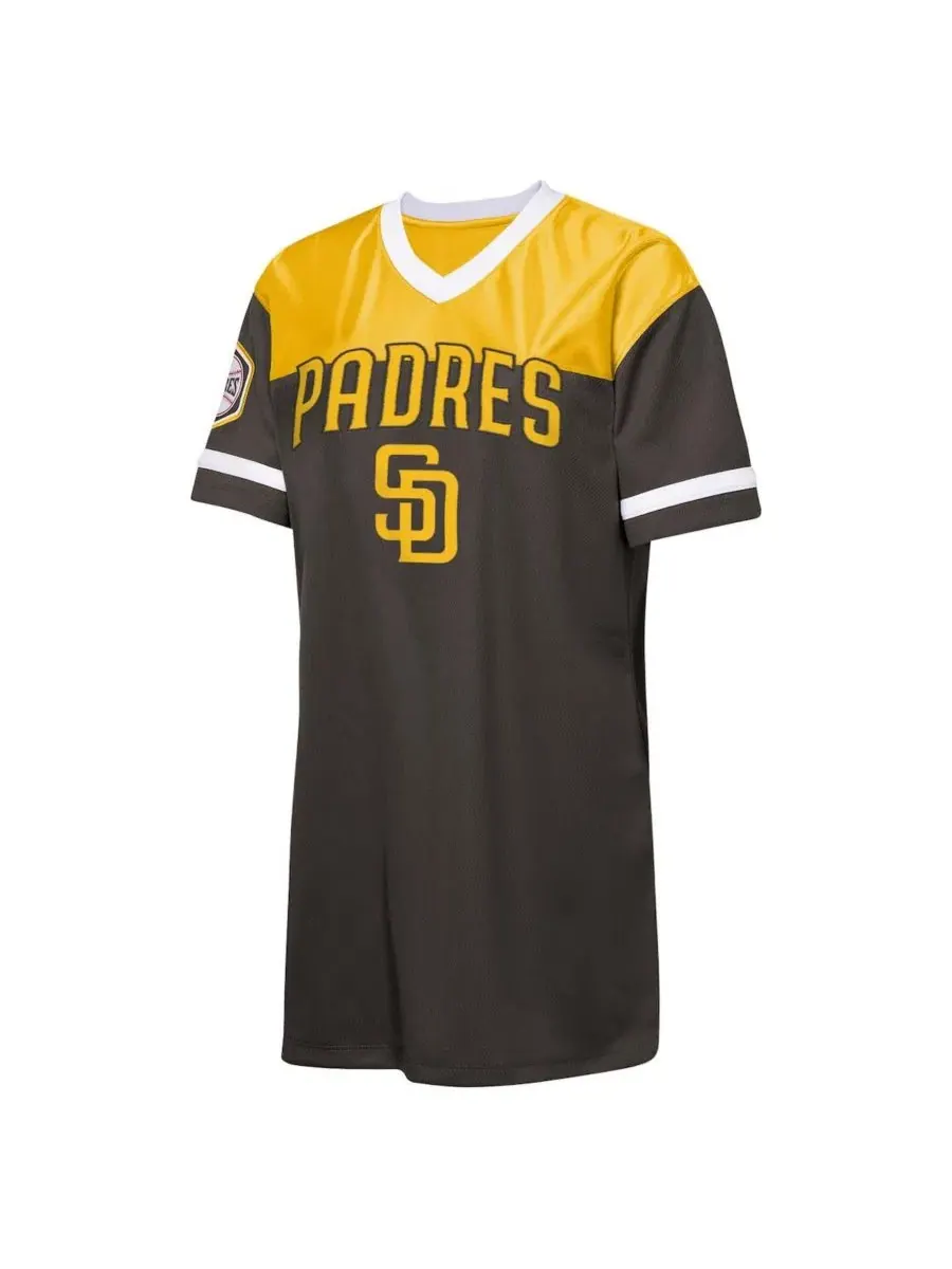 Платье-футболка San Diego Padres Big League Cheer V-Neck с вышивкой Outerstuff — изображение 2 из 3, коричневый