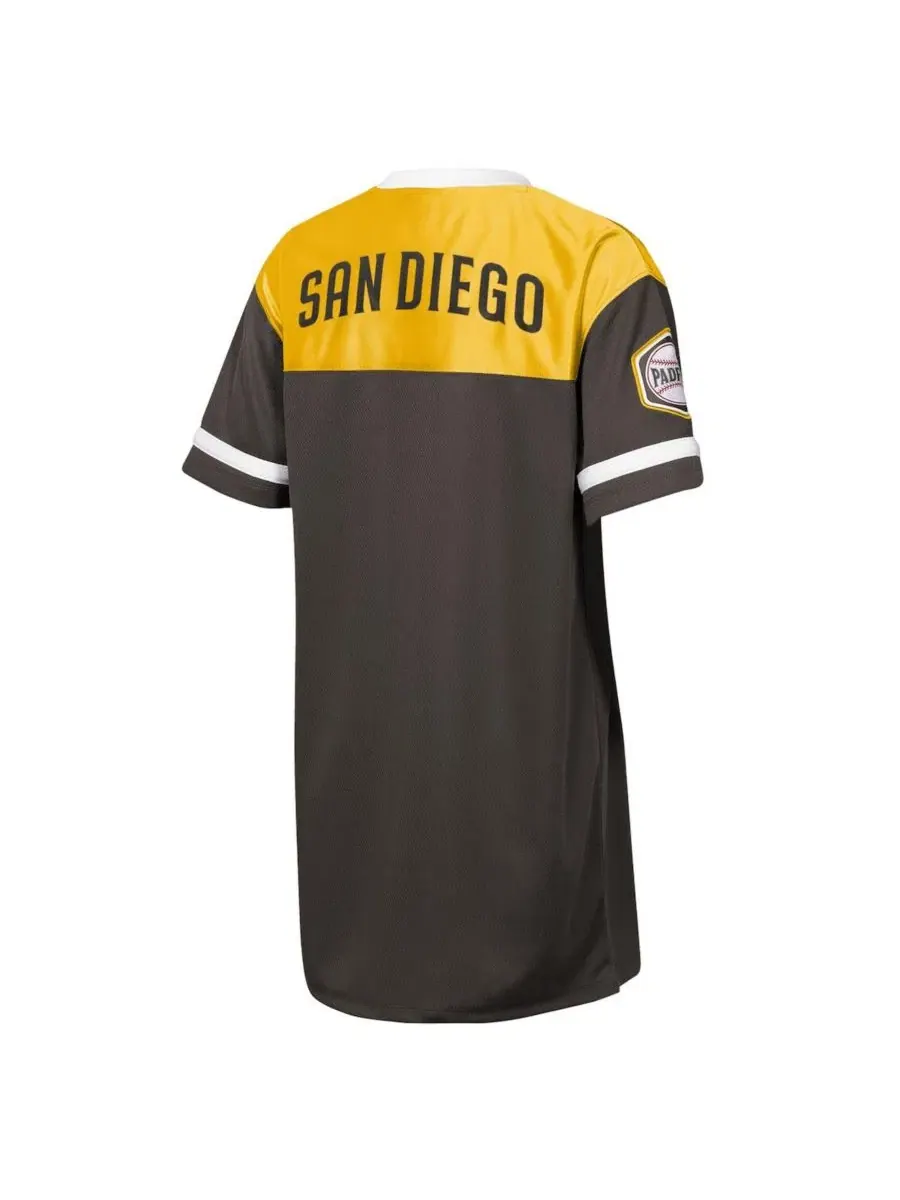 Платье-футболка San Diego Padres Big League Cheer V-Neck с вышивкой Outerstuff — изображение 3 из 3, коричневый