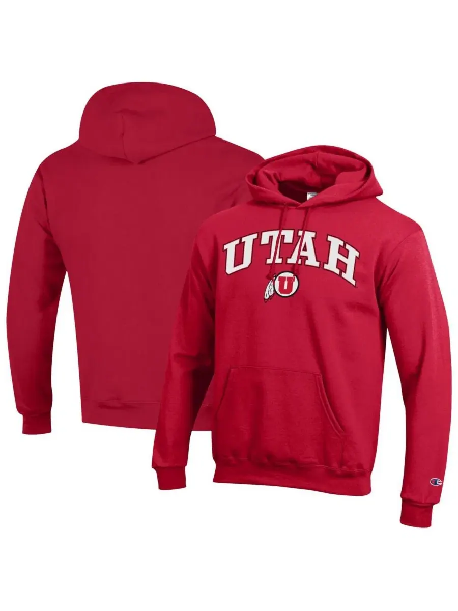 Толстовка на молнии с флисовой подкладкой Champion Arched Logo Fleece Pullover Hoodie — изображение 1 из 3, красный