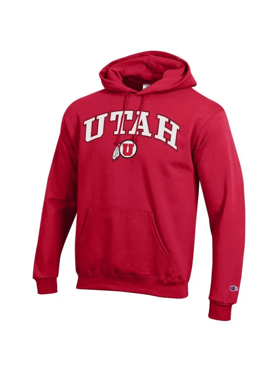 Толстовка на молнии с флисовой подкладкой Champion Arched Logo Fleece Pullover Hoodie — изображение 3 из 3, красный