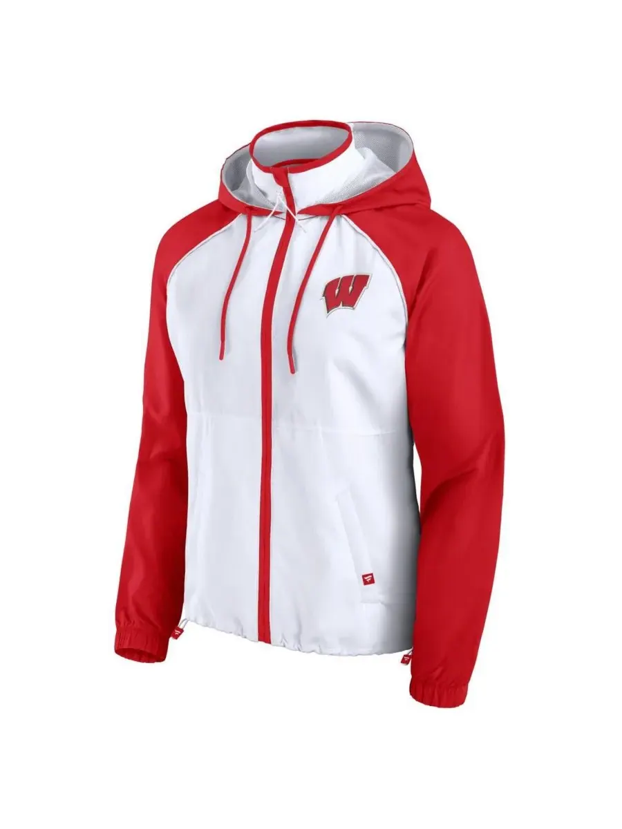 Fanatics Женская белая куртка-анорак на молнии с капюшоном Wisconsin Badgers — изображение 3 из 3, белый красный