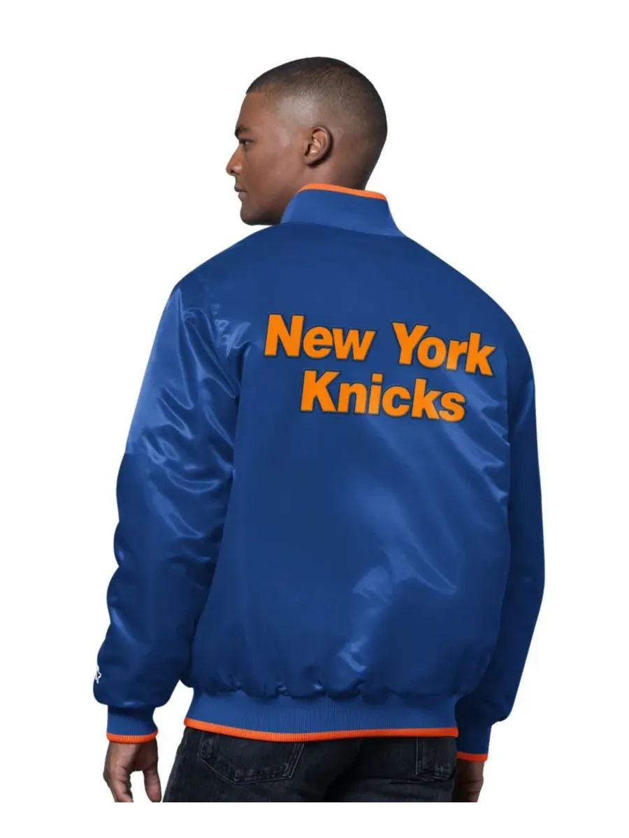 Куртка-бомбер с вышивкой The Ambassador Satin Varsity Jacket Starter — изображение 2 из 2, синий оранжевый