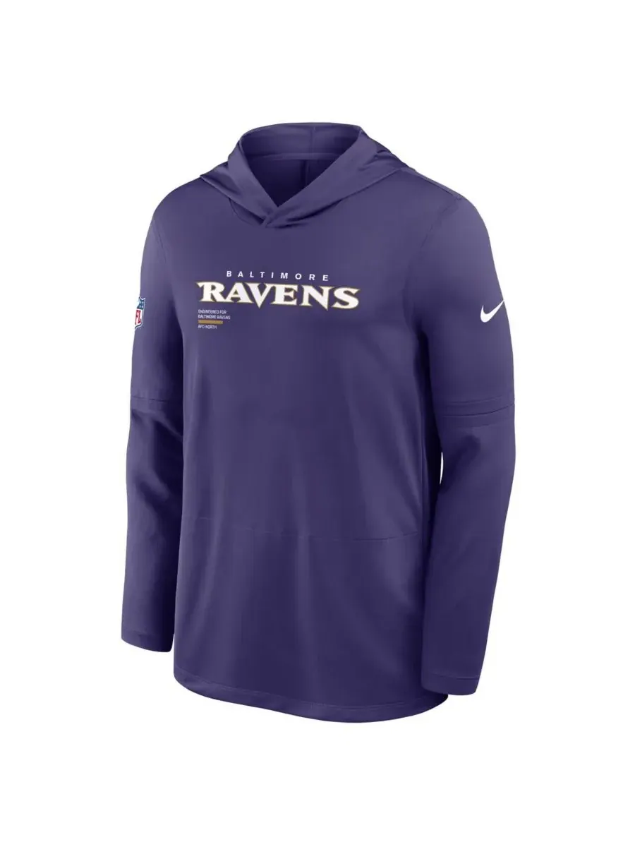 Nike Мужская фиолетовая толстовка с длинными рукавами Baltimore Ravens Sideline Pure Performance — изображение 1 из 2