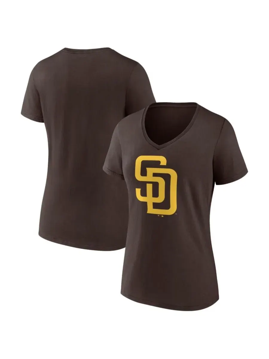 Футболка с v-образным вырезом и принтом San Diego Padres Logo Athletic — изображение 1 из 3, коричневый
