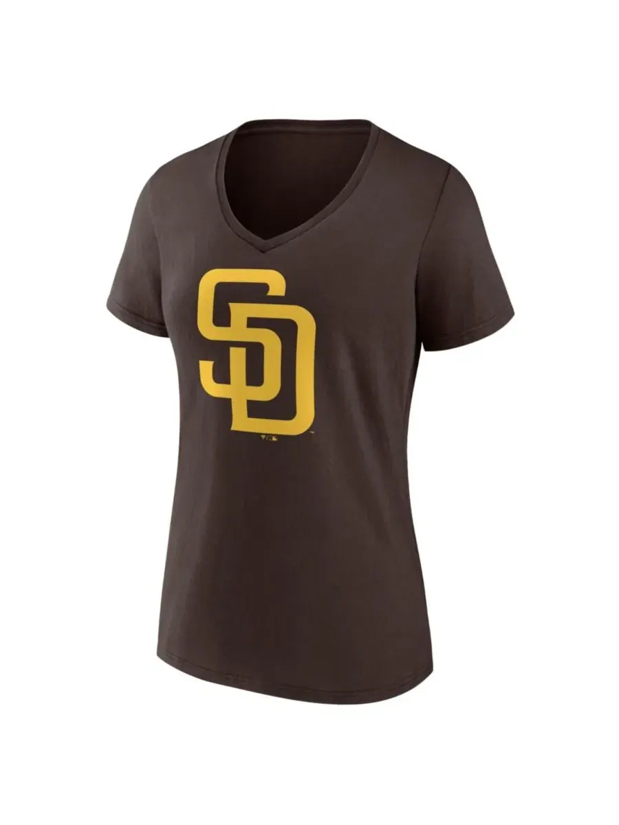 Футболка с v-образным вырезом и принтом San Diego Padres Logo Athletic — изображение 2 из 3, коричневый