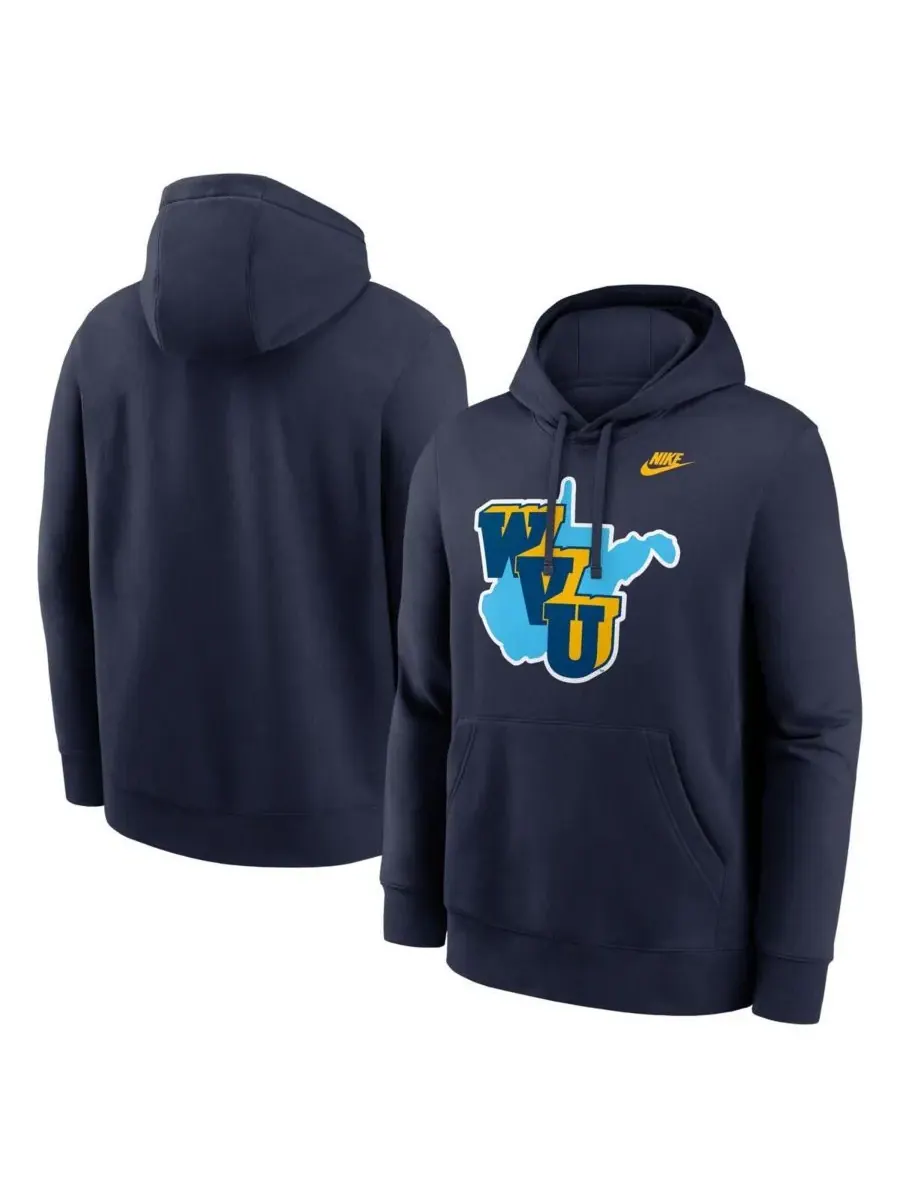 Nike Мужская флисовая толстовка темно-синего цвета с символикой West Virginia Mountaineers 1965 — изображение 1 из 3
