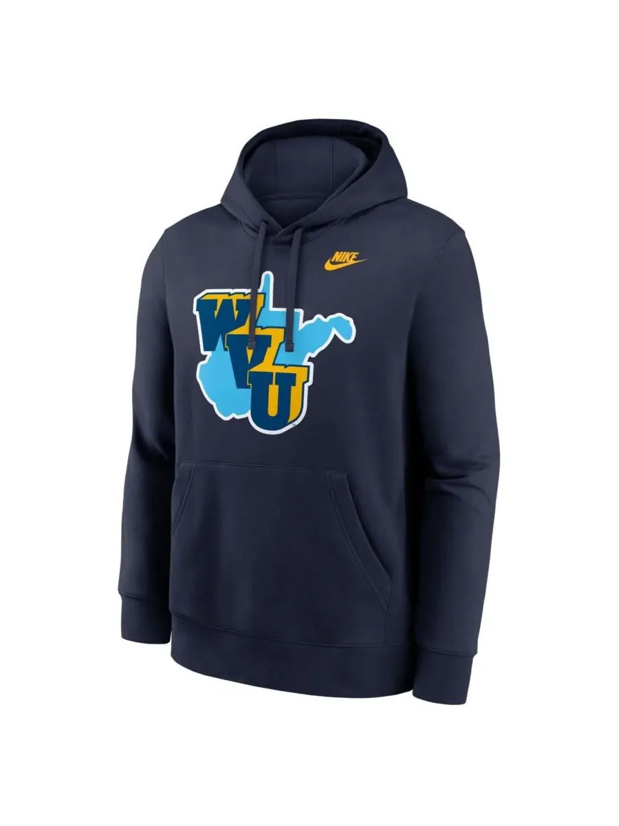 Nike Мужская флисовая толстовка темно-синего цвета с символикой West Virginia Mountaineers 1965 — изображение 3 из 3