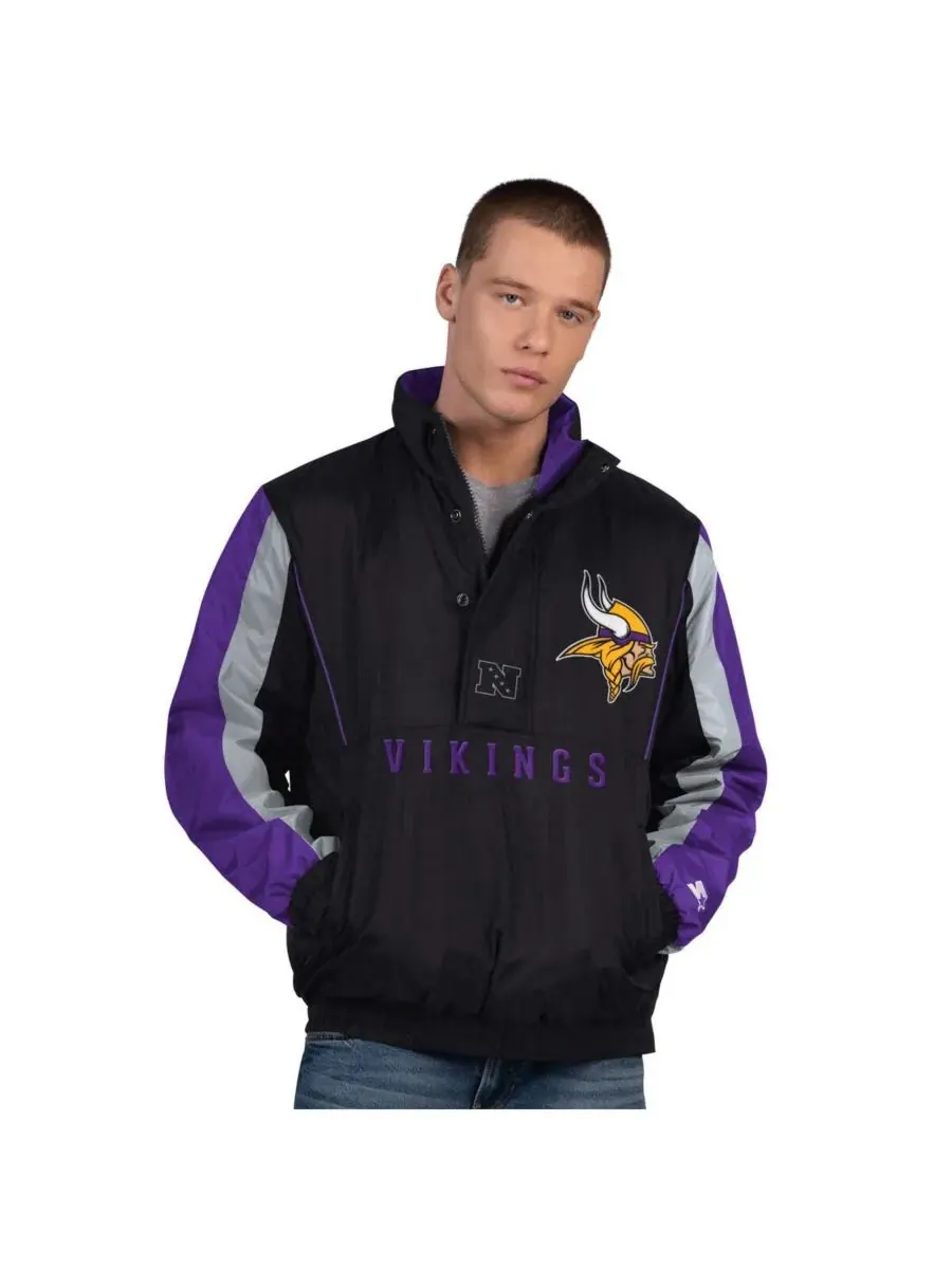 Starter Мужская черная куртка Minnesota Vikings Thursday Night Gridiron с половинной молнией — изображение 1 из 2