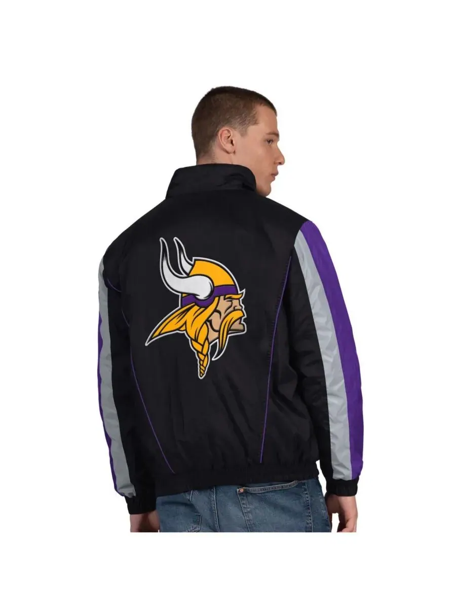 Starter Мужская черная куртка Minnesota Vikings Thursday Night Gridiron с половинной молнией — изображение 2 из 2