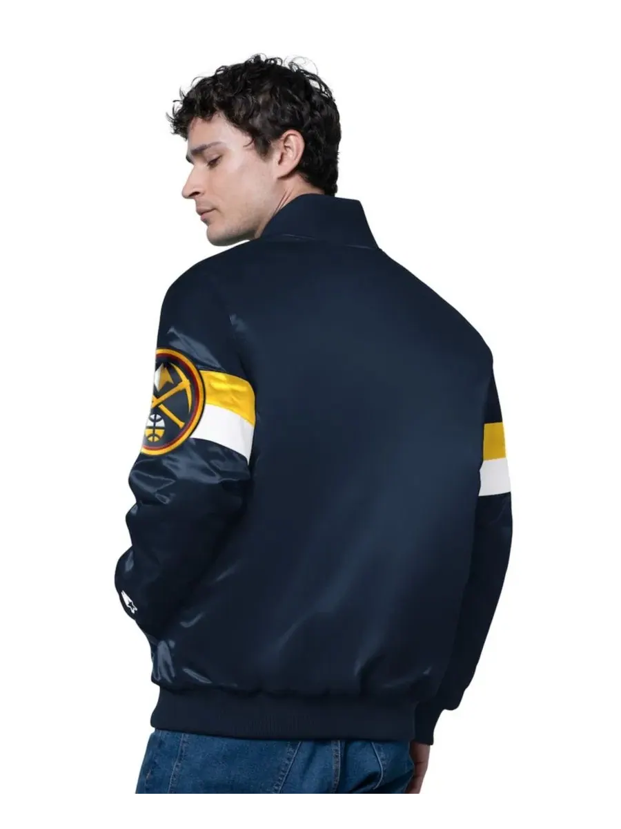 Мужская темно-синяя атласная куртка Denver Nuggets Triple Option Varsity с застежкой на кнопках — изображение 2 из 2