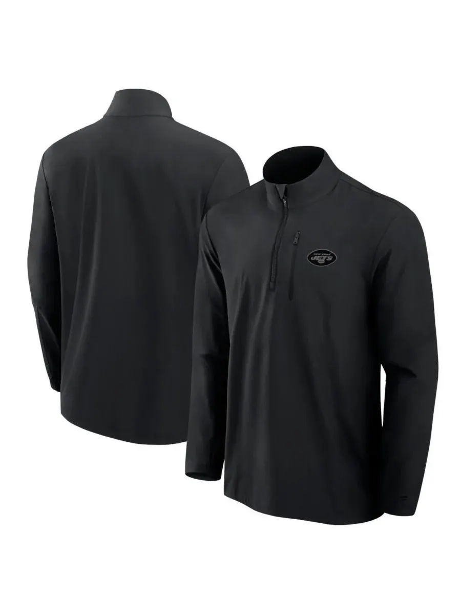 Fanatics Мужская черная тканая куртка на молнии с воротником-стойкой команды New York Jets Front — изображение 1 из 3, черный