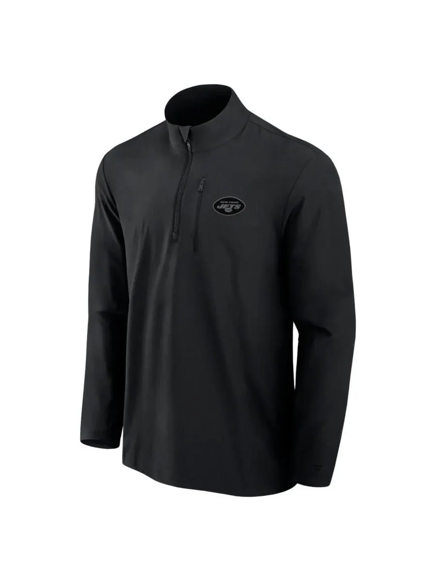 Fanatics Мужская черная тканая куртка на молнии с воротником-стойкой команды New York Jets Front — изображение 2 из 3, черный