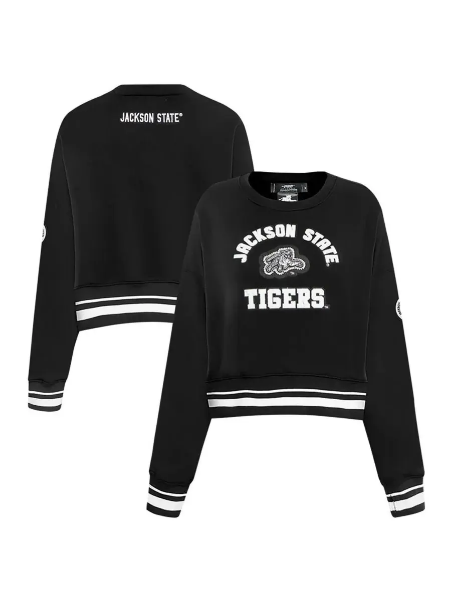 Pro Standard Женская черная укороченная толстовка с символикой команды Jackson State Tigers — изображение 1 из 5, черный