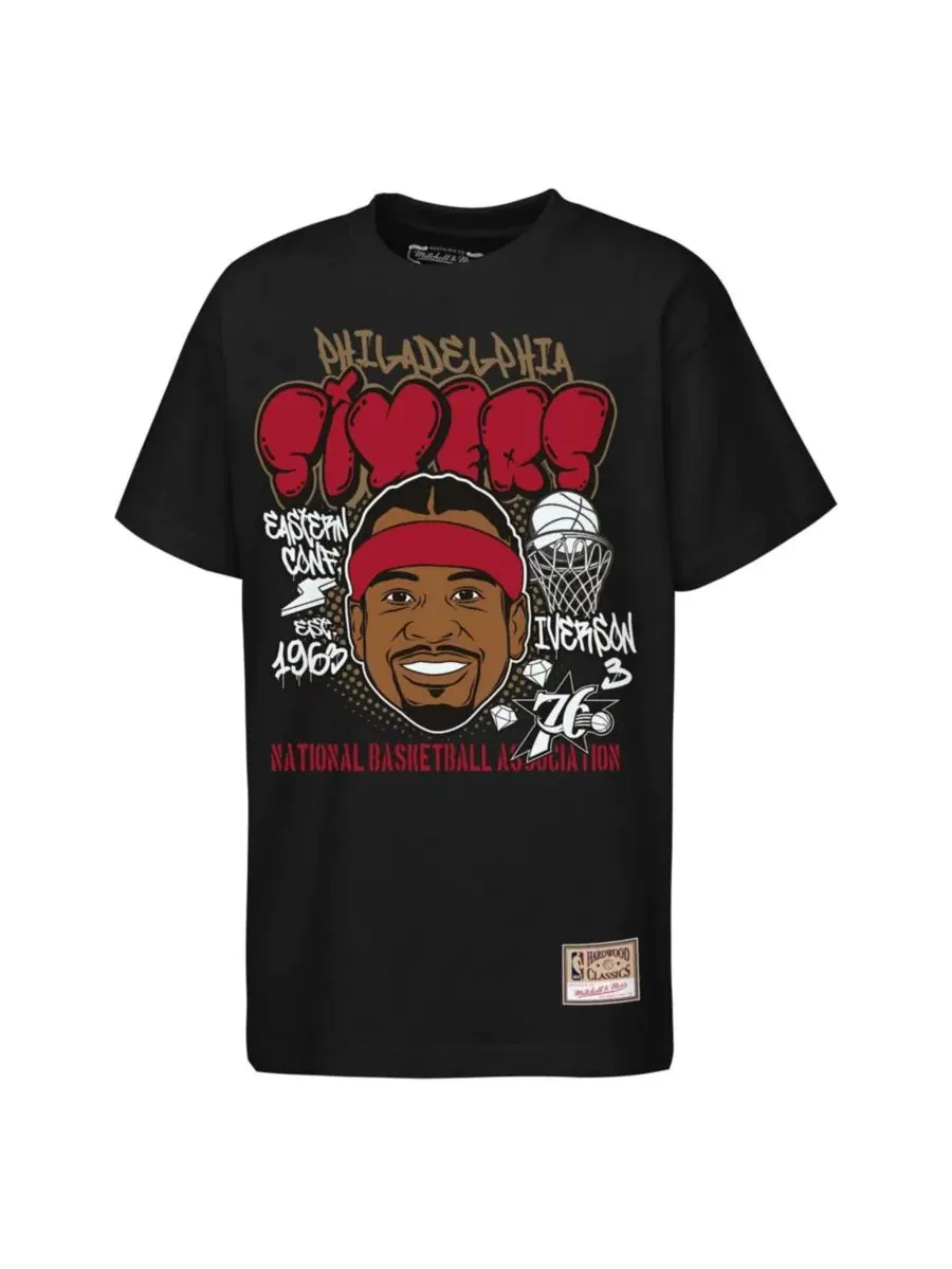 Футболка с принтом Allen Iverson Mitchell & Ness — изображение 1 из 1, черный
