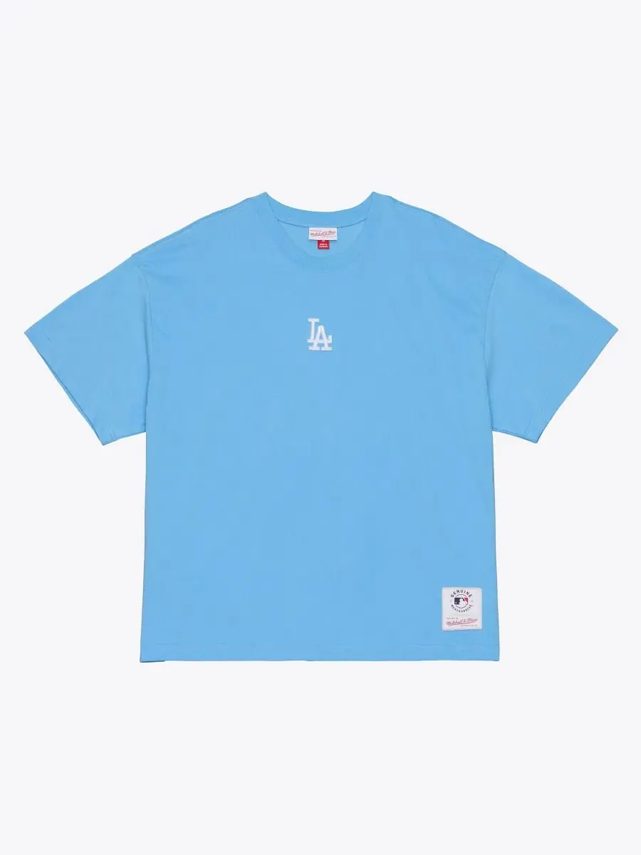 Футболка с вышитым логотипом команды Los Angeles Dodgers Mitchell & Ness — изображение 1 из 2, светлый синий