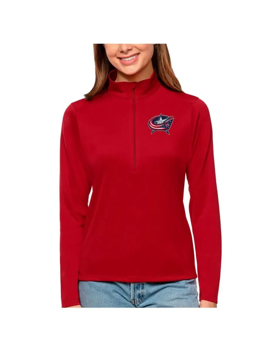 Женский пуловер с четверть-застежкой Columbus Blue Jackets Antigua — изображение 1 из 1, красный