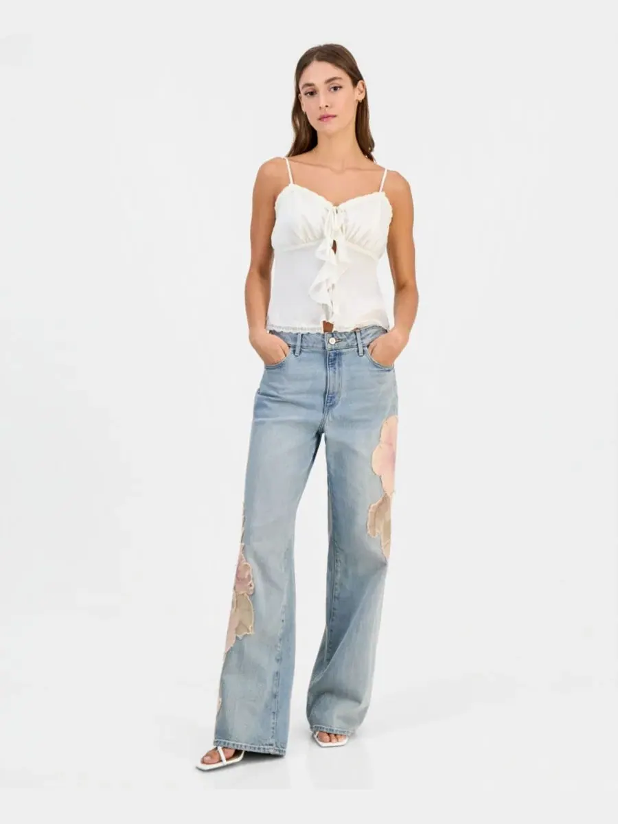 Джинсы с цветочными аппликациями Rey Floral Appliqué GUESS, Winslow Wash