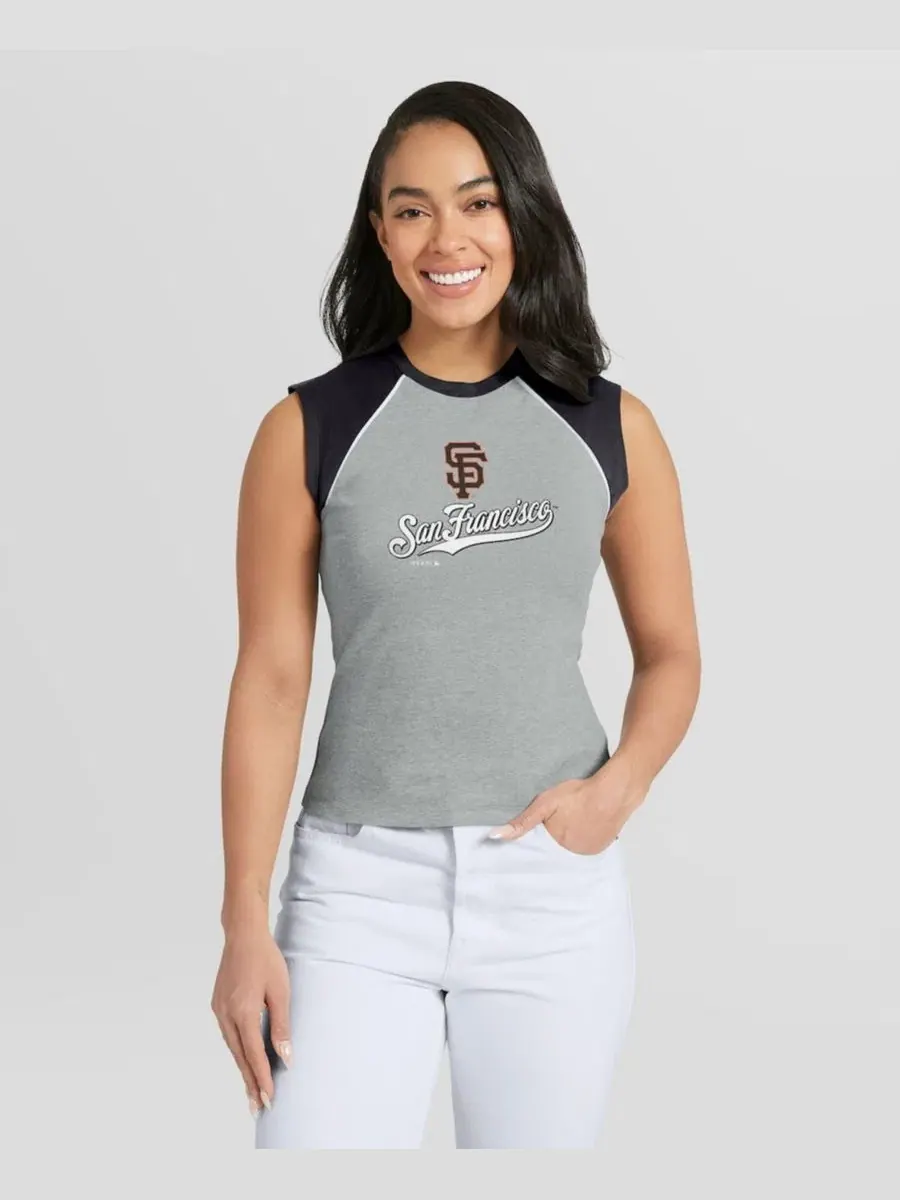 Женский топ-безрукавка с укороченным кроем и регланом Heather Gray San Francisco Giants WEAR by — изображение 1 из 4, серый