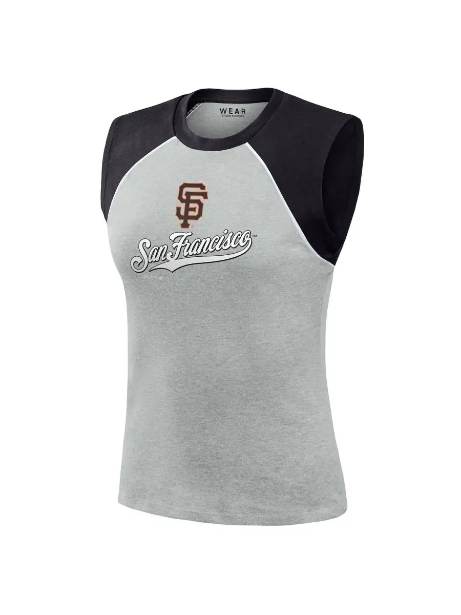Женский топ-безрукавка с укороченным кроем и регланом Heather Gray San Francisco Giants WEAR by — изображение 2 из 4, серый