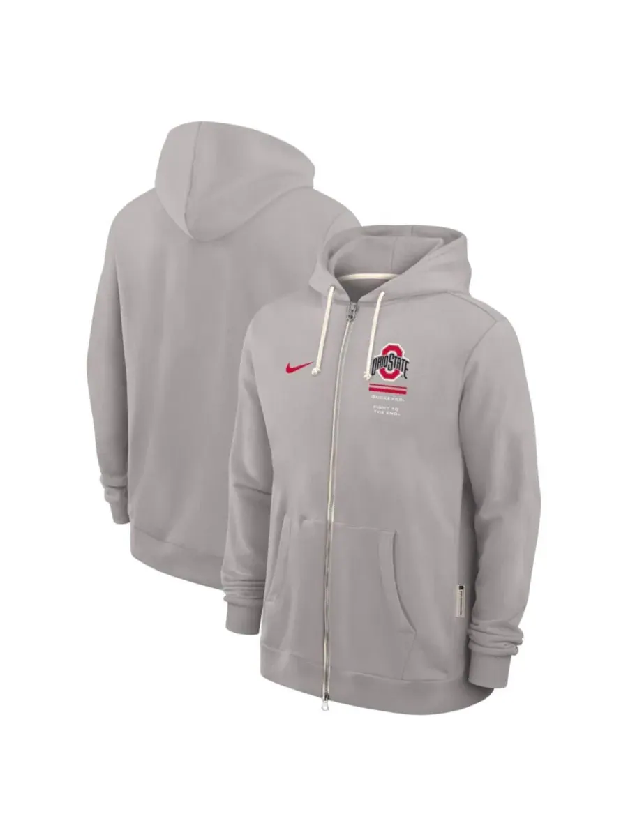 Толстовка Nike Ohio State Buckeyes 2026 Sideline Standard Issue Dri-FIT Full-Zip — изображение 1 из 4, серый