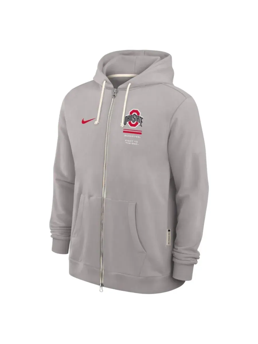 Толстовка Nike Ohio State Buckeyes 2026 Sideline Standard Issue Dri-FIT Full-Zip — изображение 2 из 4, серый