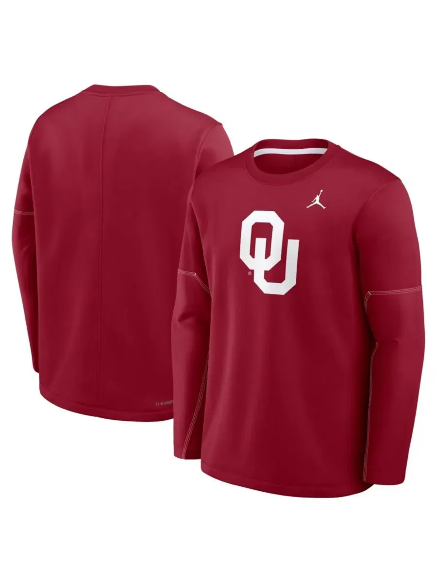 Лонгслив с длинным рукавом Oklahoma Sooners 2026 Sideline Coaches Therma-FIT Jordan — изображение 1 из 3, белый