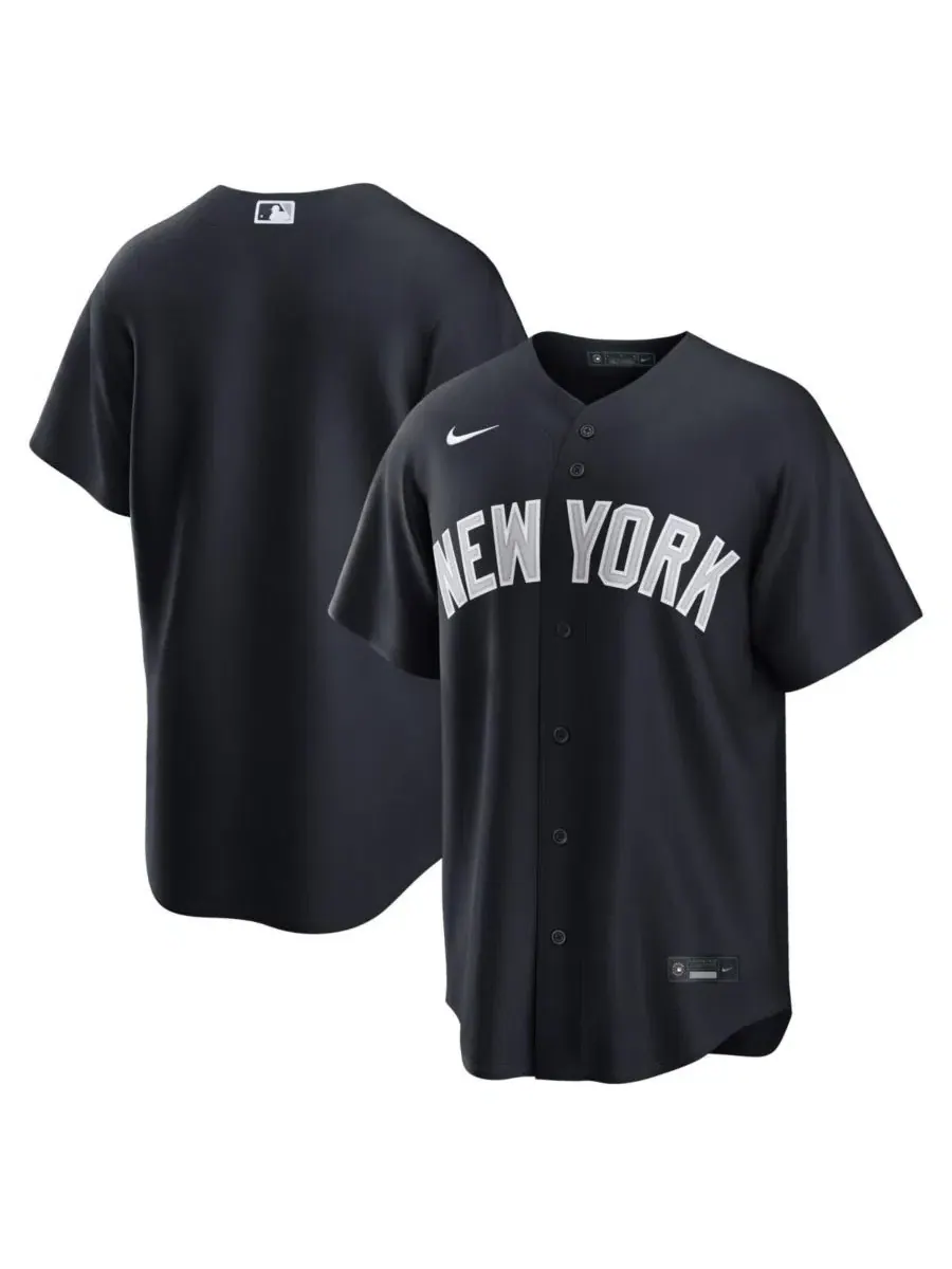 Мужская бейсбольная джерси с коротким рукавом New York Yankees Alternate Replica Nike — изображение 1 из 3, темно-синий серый