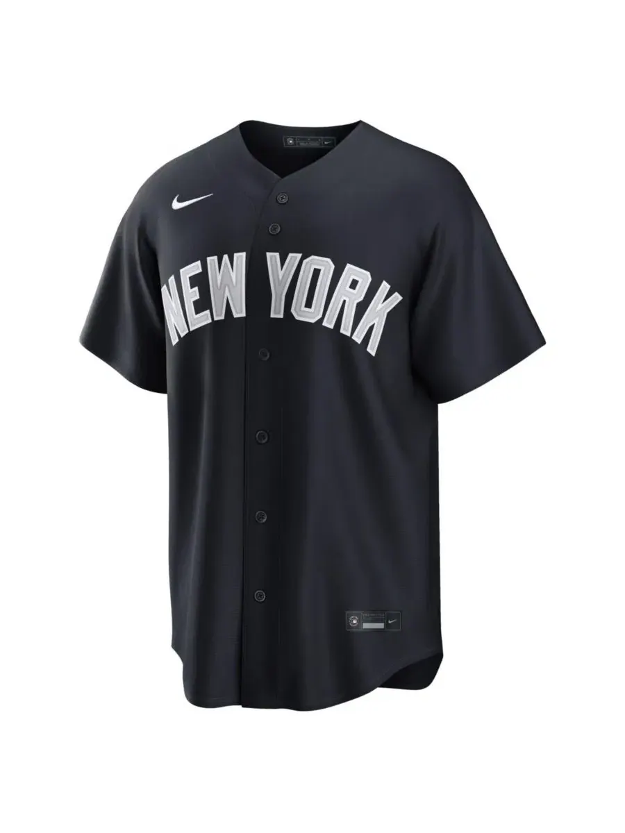 Мужская бейсбольная джерси с коротким рукавом New York Yankees Alternate Replica Nike — изображение 2 из 3, темно-синий серый