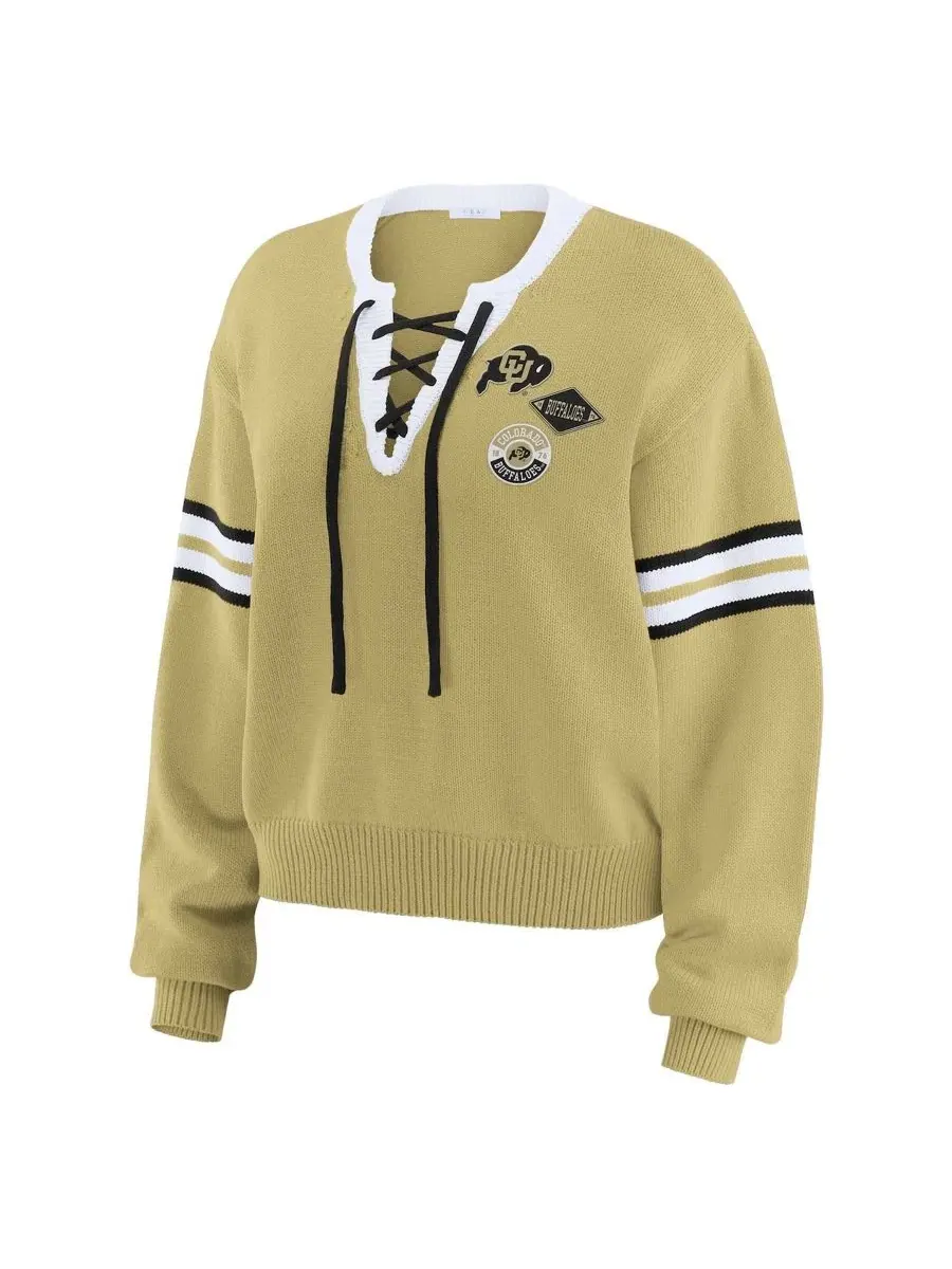 Женский свитер с кружевной шнуровкой Colorado Buffaloes Gold WEAR by Erin Andrews — изображение 2 из 4, золото