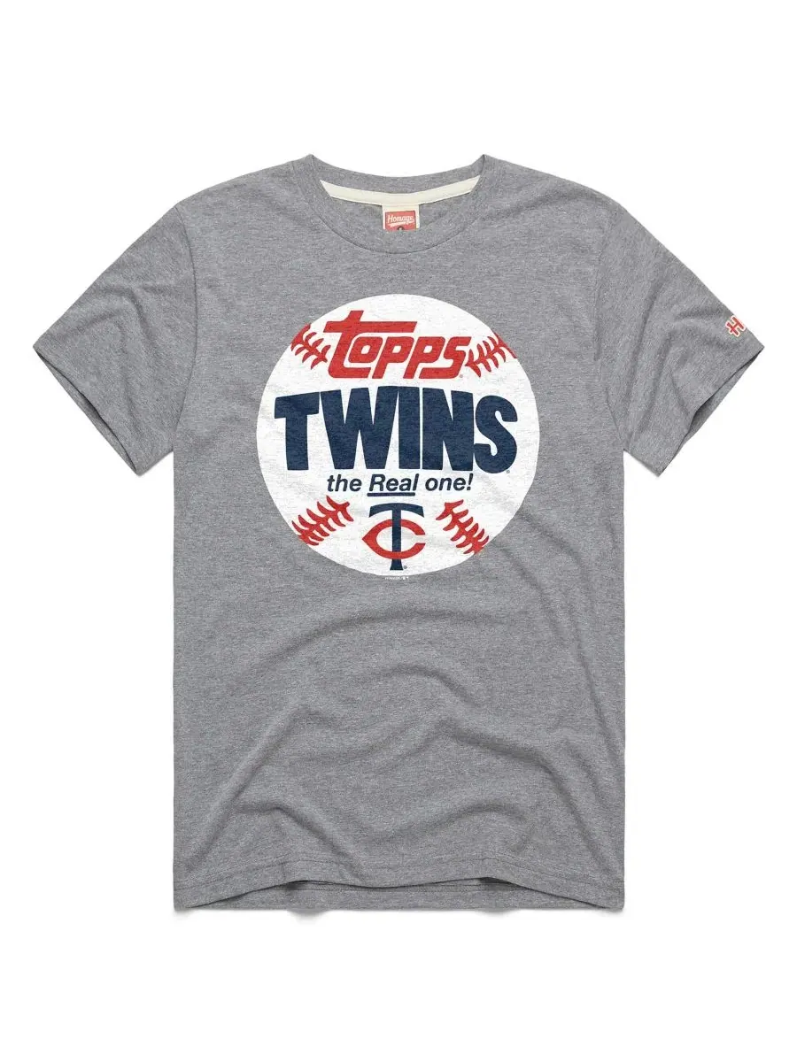 Футболка с принтом Minnesota Twins MLB x Topps Baseball The Real One Tri-Blend Homage — изображение 1 из 1, серый