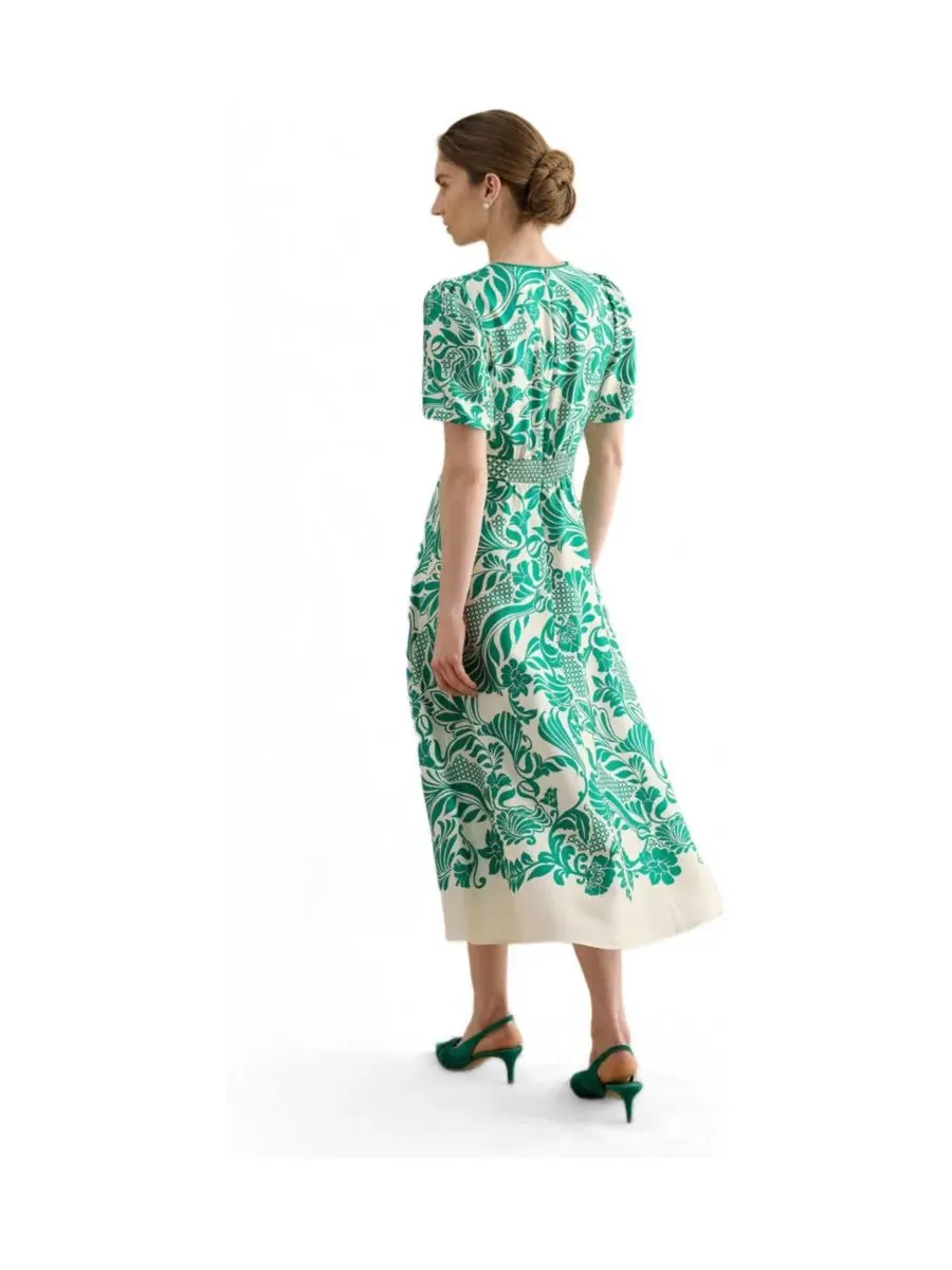 Платье-миди с V-образным вырезом Trelissick Hobbs London, Greencream — изображение 3 из 6