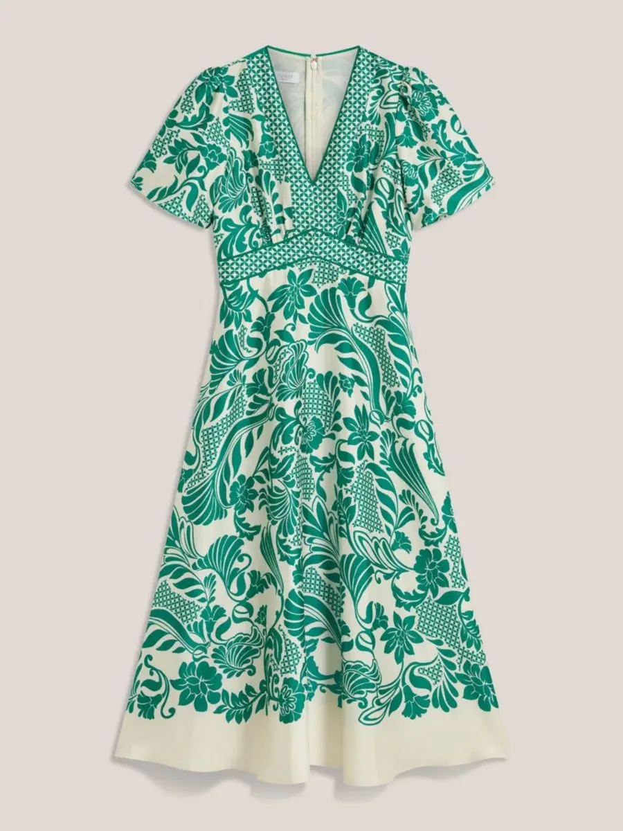 Платье-миди с V-образным вырезом Trelissick Hobbs London, Greencream — изображение 6 из 6