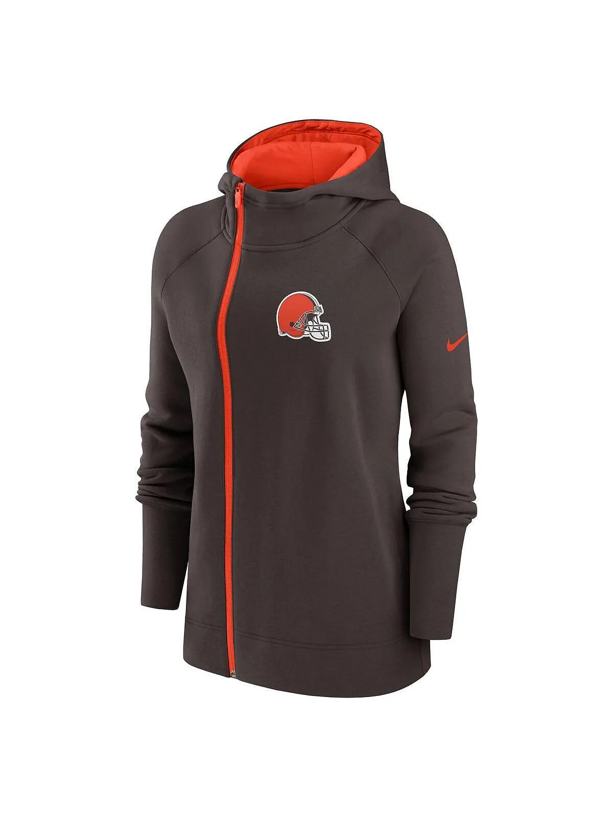 Женская коричневая толстовка с капюшоном с молнией во всю длину Cleveland Browns асимметричного — изображение 2 из 3