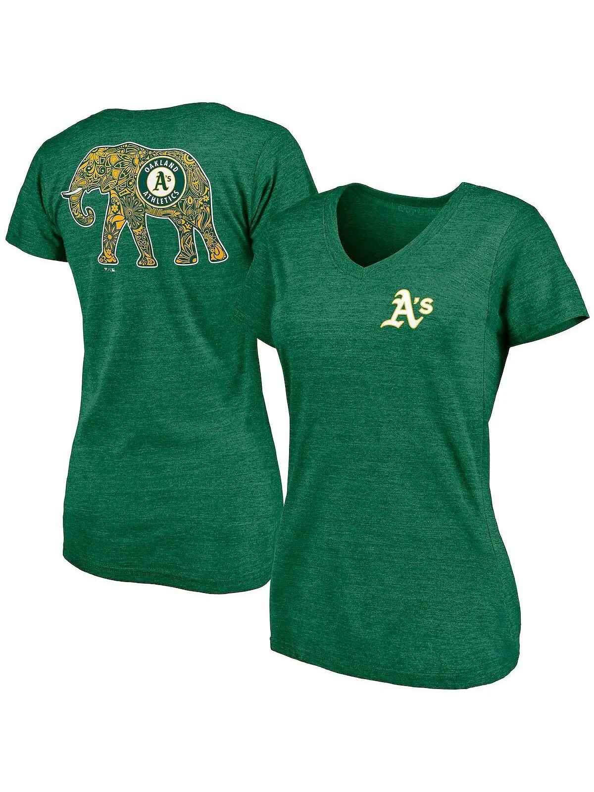 Зеленая женская фирменная футболка Oakland Athletics Paisley Hometown Collection Tri-Blend с — изображение 1 из 3, зеленый