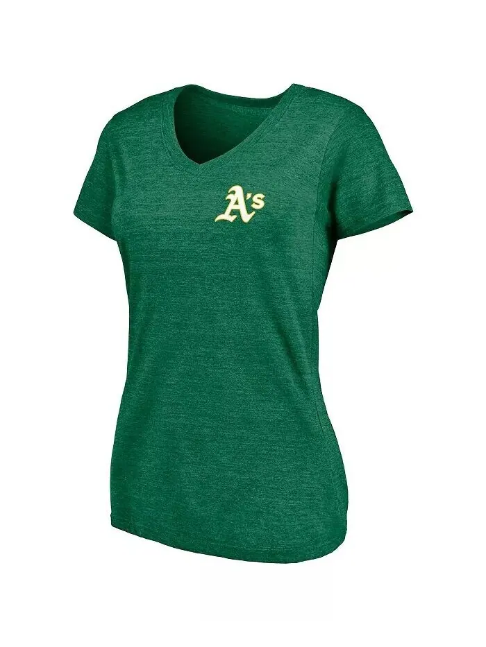 Зеленая женская футболка Oakland Athletics Paisley Hometown Collection Tri-Blend с v-образным — изображение 2 из 3