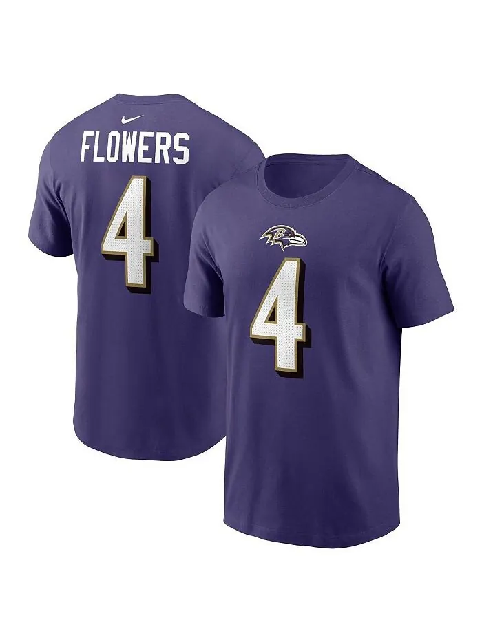 Мужская фиолетовая футболка Zay Flowers Baltimore Ravens с именем и номером игрока Nike — изображение 1 из 3, фиолетовый
