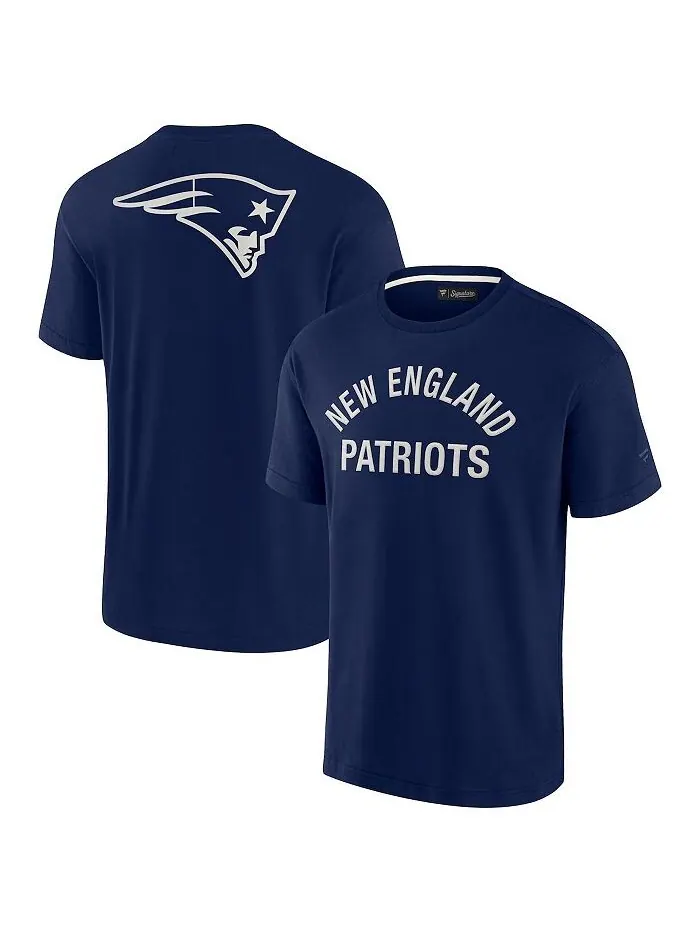 Мужская и женская темно-синяя супермягкая футболка New England Patriots с коротким рукавом Fanatics