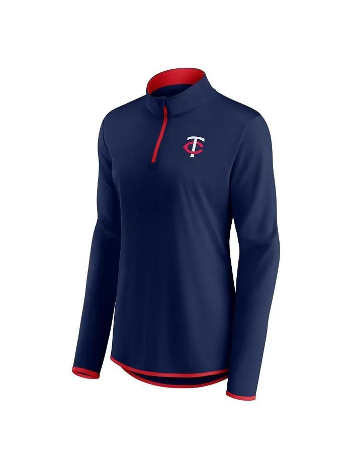Женский темно-синий топ с молнией четверти Minnesota Twins с логотипом Fanatics — изображение 2 из 3