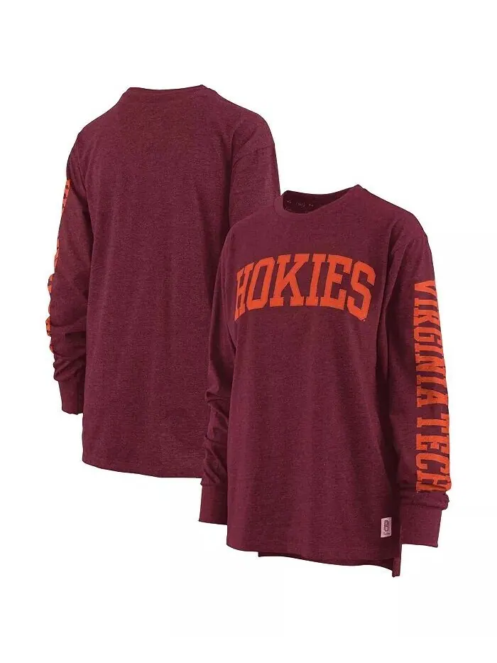 Женская темно-бордовая футболка с длинными рукавами Virginia Tech Hokies Two-Hit Canyon Pressbox