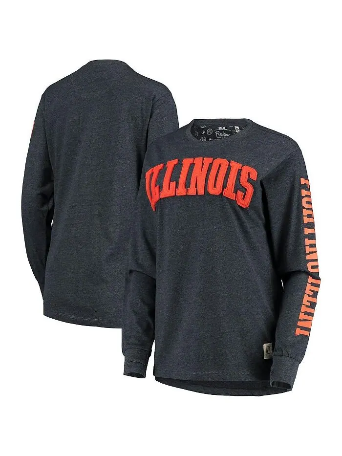 Женская темно-синяя футболка с длинным рукавом Illinois Fighting Illini Two-Hit Canyon Pressbox — изображение 1 из 3