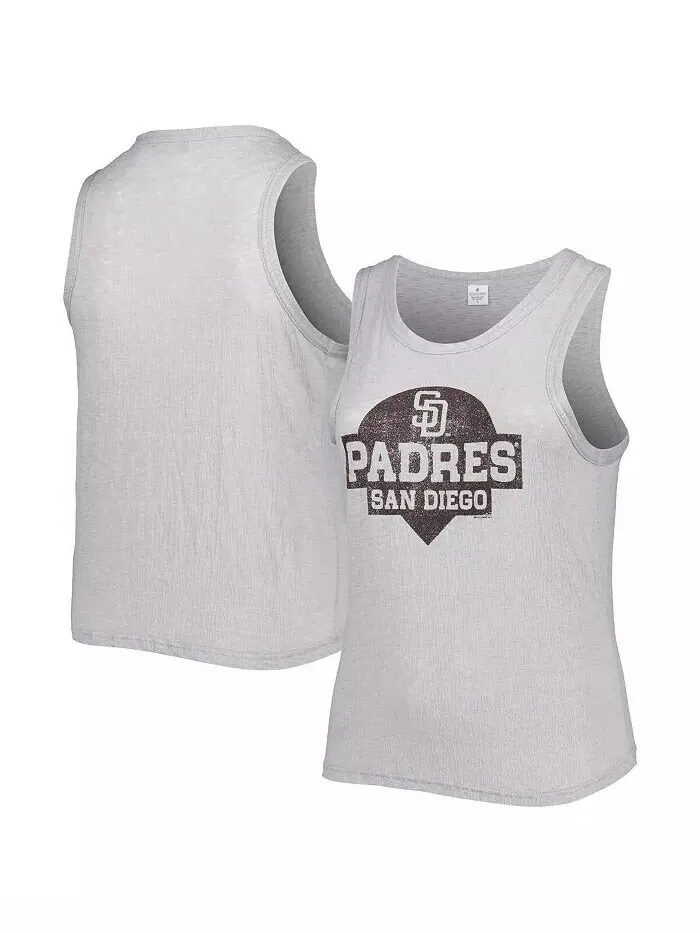 Женская серая майка San Diego Padres Tri-Blend больших размеров с высоким воротником Soft As A Grape