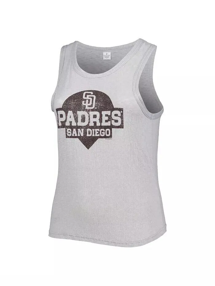 Женская серая майка San Diego Padres Tri-Blend больших размеров с высоким воротником Soft As A Grape — изображение 2 из 3