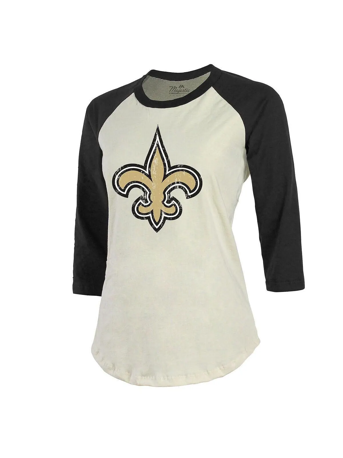 Женские нити Tyrann Mathieu кремового цвета, черная футболка New Orleans Saints с именем и номером — изображение 2 из 3