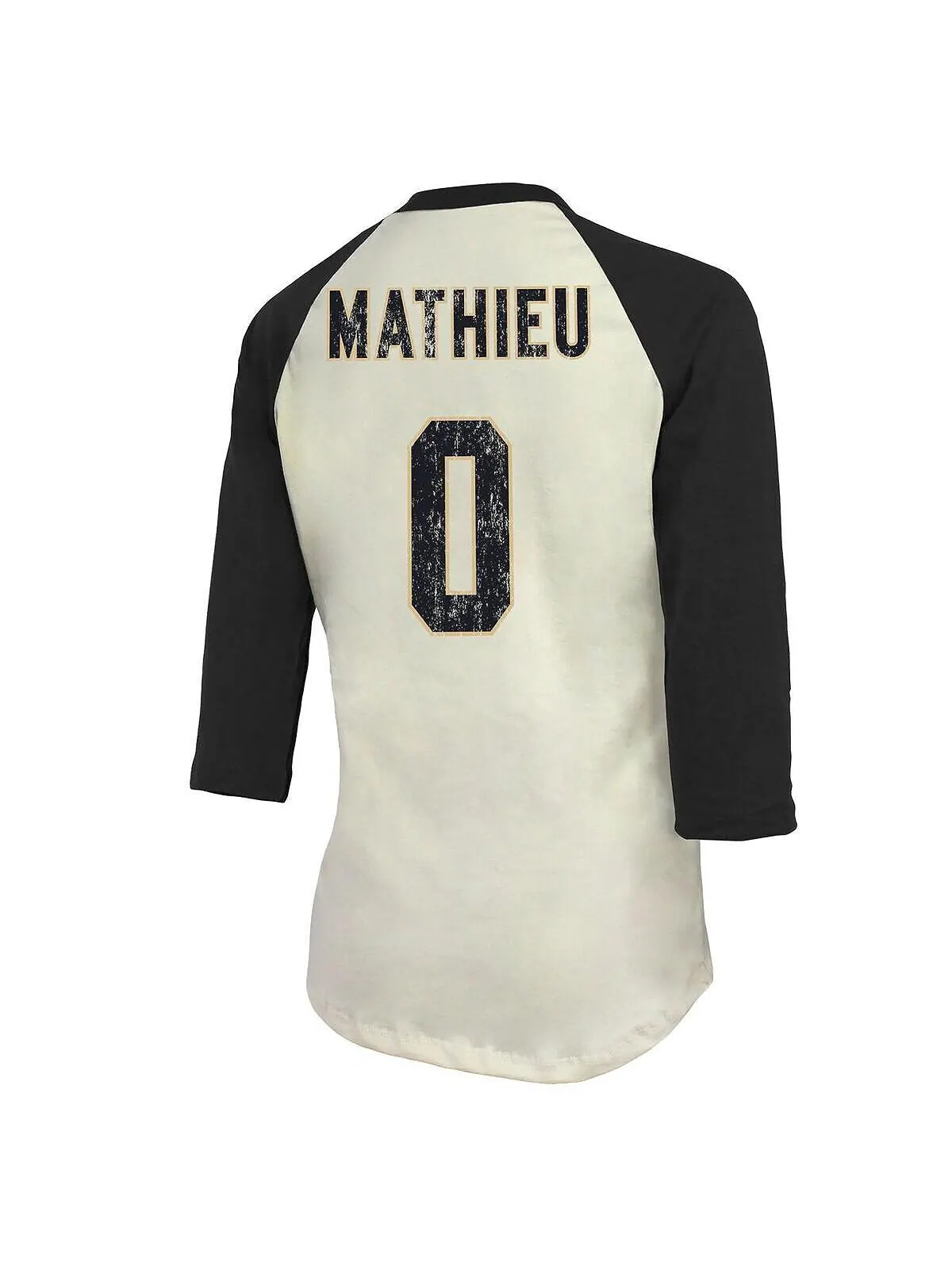Женские нити Tyrann Mathieu кремового цвета, черная футболка New Orleans Saints с именем и номером — изображение 3 из 3