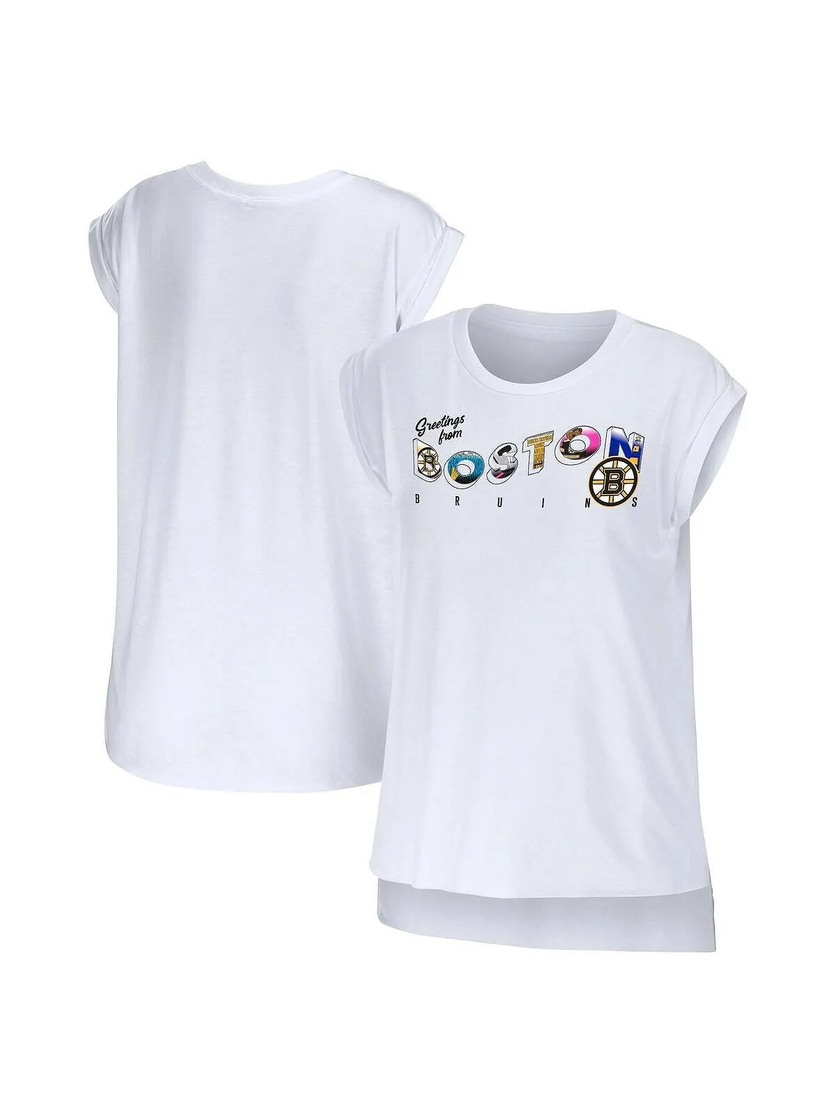 Женская белая футболка Boston Bruins Greeting From Muscle WEAR by Erin Andrews — изображение 1 из 3, белый